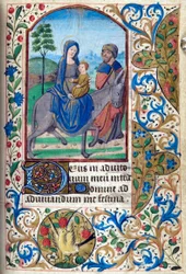 H/L-3-3 fol. 74r Vlucht naar Egypte, uit Getijdenboek, Gebruik van Parijs, midden 15e eeuw