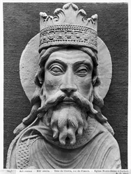 Hoofd van Clovis I, van de Kerk Notre-Dame van Corbeil (detail)