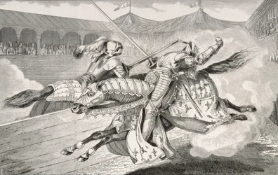 Hendrik II (1519-59) raakt dodelijk gewond tijdens een steekspel tijdens de huwelijksvieringen van zijn dochter, uit 