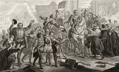 Henri IV (1553-1610) betreedt Parijs in 1594, uit 