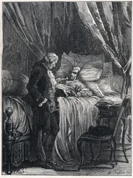 Honoré Gabriel Riqueti, Graaf van Mirabeau (1749-1791) op zijn sterfbed met zijn dokter, Georges Cabanis (1757-1808) in 1791