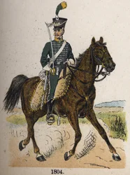 Jager te paard in 1804. Plaat uit het boek Les Uniforms de l