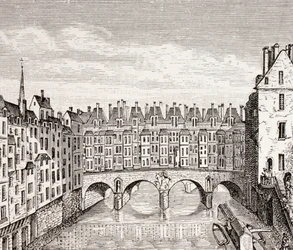Huizen op de Saint-Michelbrug, Parijs