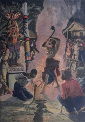 Mensenoffer tijdens Voodoo-ceremonie, La Fayette, Louisiana, VS