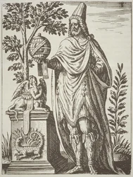 Ideaal portret van Apollonius van Tyana, uit De Divinatione et Magicis Praestigiis door Jean-Jacques Boissard, 1605, gepubliceerd in A History of Magic eind 19e eeuw