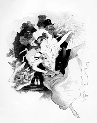 Illustratie van poster die het eerste Grand Bal Masque Theatre de L
