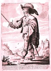 Illustratie van een soldaat onder het bewind van Lodewijk XIII (1601-43)