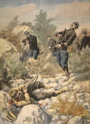 In Corsica: politie en gangster, illustratie uit Le Petit Journal: Supplement illustre, 1898