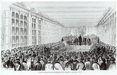 Inhuldiging van de Ecole Normale Superieure in Parijs, uit Les Tableaux de Paris door Texier, 1852