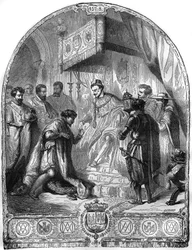 Instelling van de Orde van de Heilige Geest door Hendrik III Koning van Frankrijk in 1578.