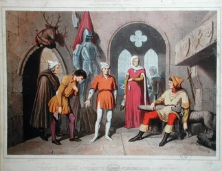 Interieur van een kasteel in de Vogezen tijdens de veertiende eeuw