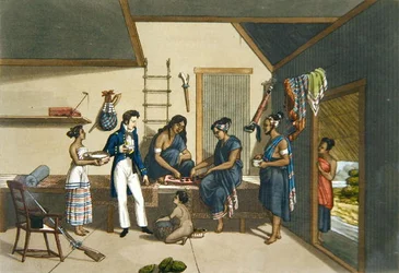 Interieur van een huis in Coupang, Timor, uit 