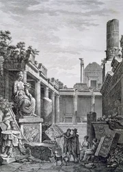 Interieur van de Romeinse baden, Nimes, uit Antiquités de la France: Vol I, Monuments de Nimes