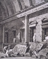 Interieur van de Tempel van Diana, Nîmes, uit Antiquités de la France: Vol I, Monuments de Nîmes