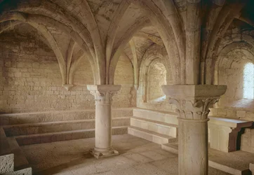 Interieur van de kapittelzaal van de Cisterciënzerabdij, gesticht in 1146