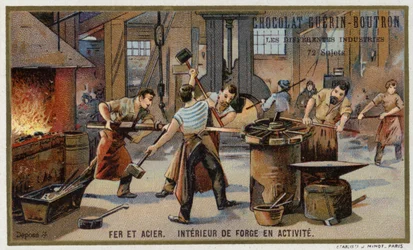 IJzer en staal. Interieur van een drukke smederij