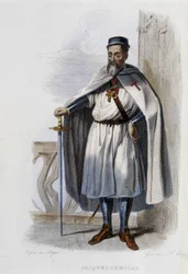 Jacques de Molai (of Molay), laatste grootmeester van de Orde van de Tempeliers (1243-1314) - in "Le Plutarque francais", ed. Mennechet