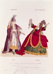 Jean-Baptiste Brizard in de rol van Joad en Mademoiselle Dumesnil als Athalie, scène uit Act V Scene 5 van 