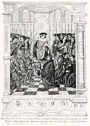 Jean le Feron (1504-70) presenteert een van zijn Werken aan Koning Hendrik II (1519-89) uit Blason d