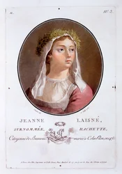 Jeanne Laisne, uit Portraits des grands hommes, femmes illustres, et sujets memorables de France, gepubliceerd 1787-92
