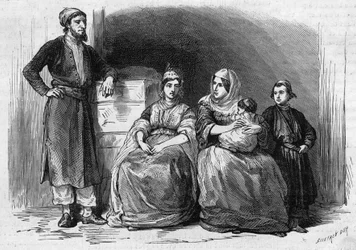 Joodse bevolking van Tetouan in Marokko: leden van een Joodse familie