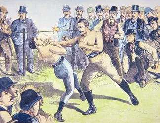 John L. Sullivan tegen Charlie Mitchell op 10 maart
