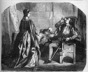 Koning Karel VI van Frankrijk, bekend als Karel de Goede, met zijn minnares Odinette (Odette) de Champdivers.