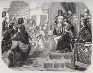 Koning Lodewijk XII uitgeroepen tot vader van het volk bij de Staten-Generaal van Tours op 14 mei 1506