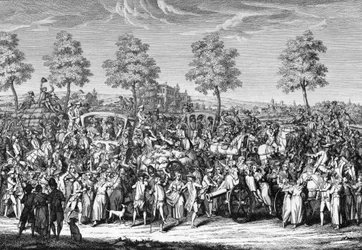 Koning Lodewijk XVI en de koninklijke familie komen Parijs binnen, 6 oktober