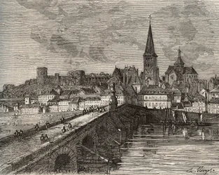 La Charité-sur-Loire - Nièvre, in de regio Bourgondië - gravure in 