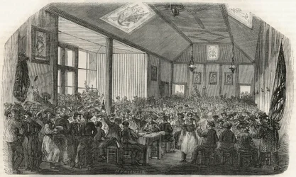 De taverne van de roeiers in Bercy in de 19e eeuw - Gravure in 