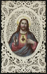 Kantkaart met het Heilig Hart van Jezus, 19e eeuw