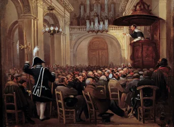 Lacordaire (Henri Lacordaire (1802-1861), religieus van de Dominicaanse Orde) preekt in de kathedraal van Nancy