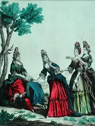 Dames spelen raadspel met een heer, 2e helft van de 17e eeuw