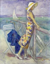 Dame aan het strand