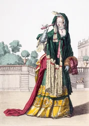 Groene Zijde Sjaal van Dame, 1650