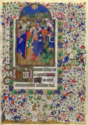 Lat. 1156, fol. 133: De kus van Judas, uit het Getijdenboek van Marguerite d
