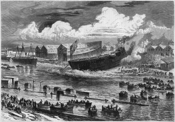 Te water laten van de Friedland-fregat in het maritieme arsenaal van Lorient, Morbihan (56)