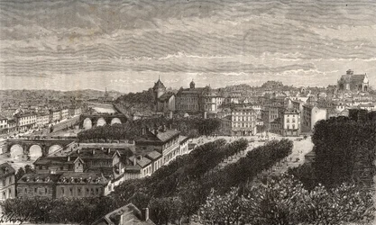 Laval - Mayenne - Pays de la Loire - gravure in "La France illustree: geografie, geschiedenis, administratieve statistiek" door V.A. Malt-Brown. 1884