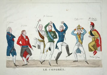 Le Congres, pub. 1814 (handgekleurde gravure)