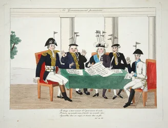 Le Gouvernement Provisoire, pub. 1814 (handgekleurde gravure)