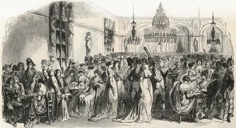 De Grote Salon van café Frascati in Parijs in de 19e eeuw - Gravure in 