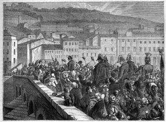 De Honderd Dagen: de triomfantelijke intocht van Napoleon in Lyon op 10 maart 1815 - in 