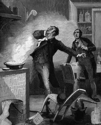 Louis-Joseph Gay-Lussac (1778 - 1850), een Franse natuurkundige en chemicus die een ongeluk kreeg tijdens zijn experimenten met kalium