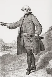 Louis Charles César Le Tellier bekend als de Hertog van Estrées, Franse militaire commandant en Maarschalk van Frankrijk. Uit Les Heures Libres gepubliceerd