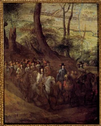 Lodewijk II van Bourbon, Prins van Condé (Grand Condé) (1621-1686) of Hertog van Enghien, belegert een stad.