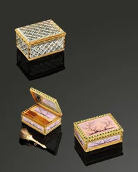Louis XVI dubbel-openende geëmailleerde gouden Boite-à-Mouches, Parijs, 1778/79