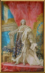 Lodewijk XV, koning van Frankrijk. Karton voor wandtapijt