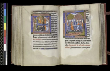 MS 300 f.200v-201r, Voorbede tot St. Andreas en Voorbede tot de Apostelen, uit het Psalter en de Getijden van Isabella van Frankrijk, Parijs, c.1265-70