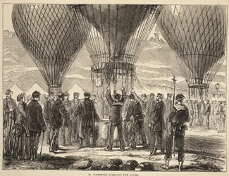 M. Gambetta vertrekt naar Tours, illustratie uit Cassells Geschiedenis van de Oorlog tussen Frankrijk en Duitsland, 1870-1871